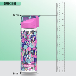 Eazy Kids Tritan Unicorn 2 In 1 Flip lid And Sipper Water Bottle, 650ml, Pink