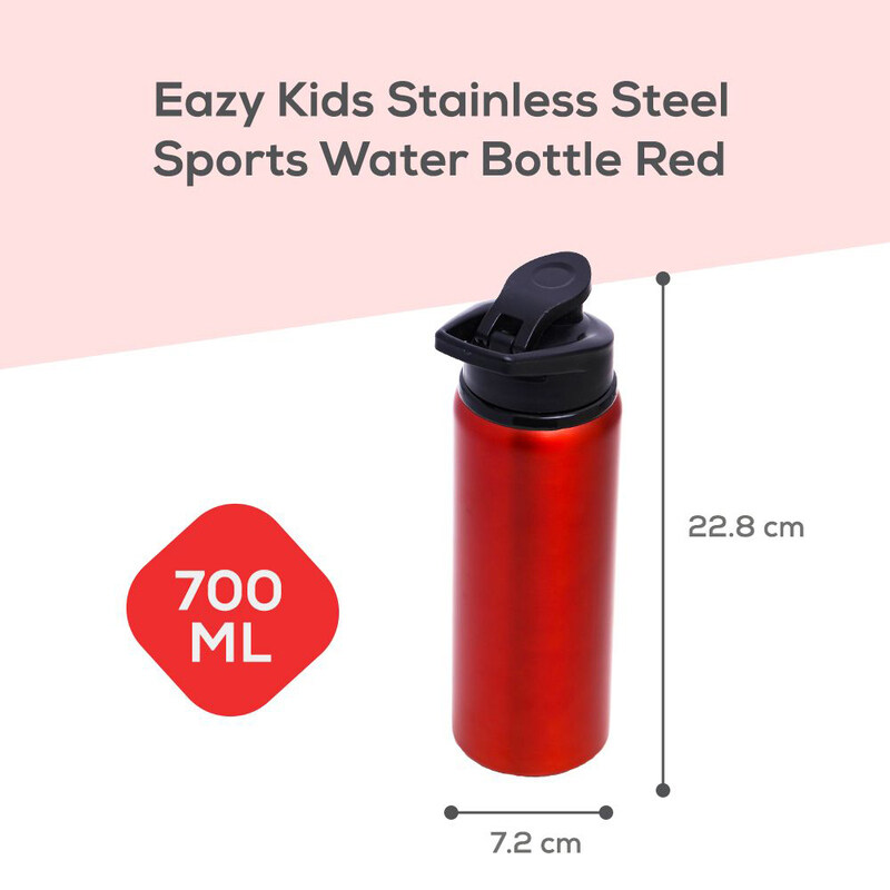 Eazy Kids Stainless Steel Sports Water Bottle, 700ml, Red