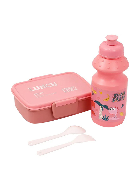 Eazy Kids Lunch Box with Bottle, 3+ Years, 450ml, Pink