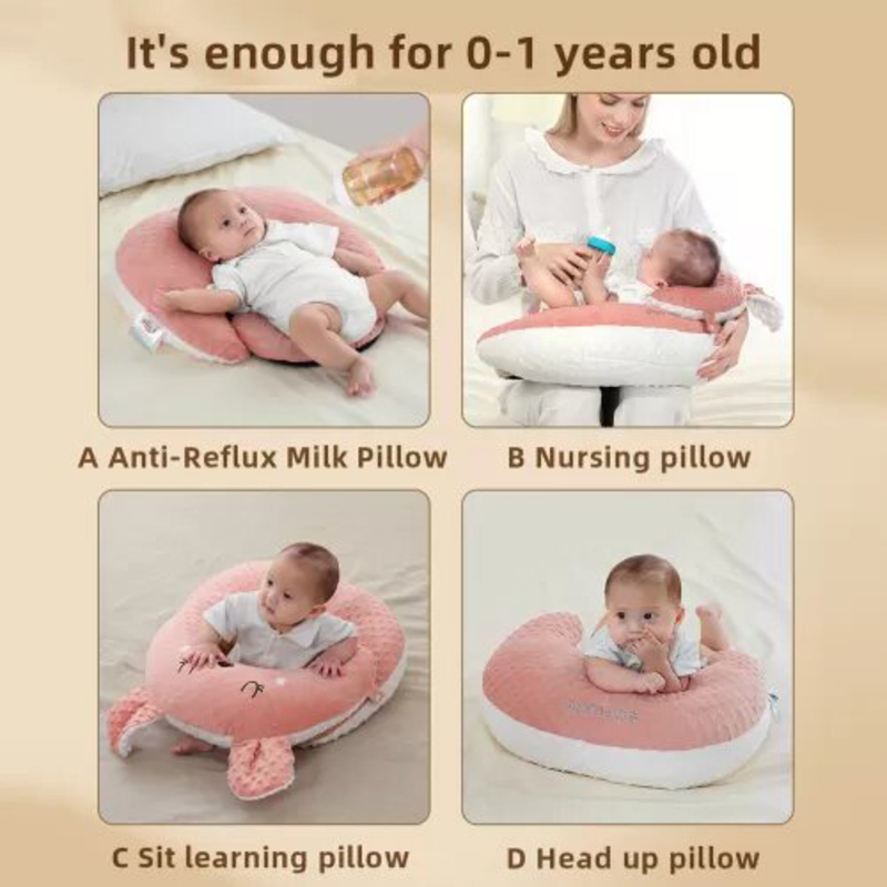 Sunveno Baby Anti Reflux Feeding Pillow with C Shapped Seating Pillow, One Size, Pink