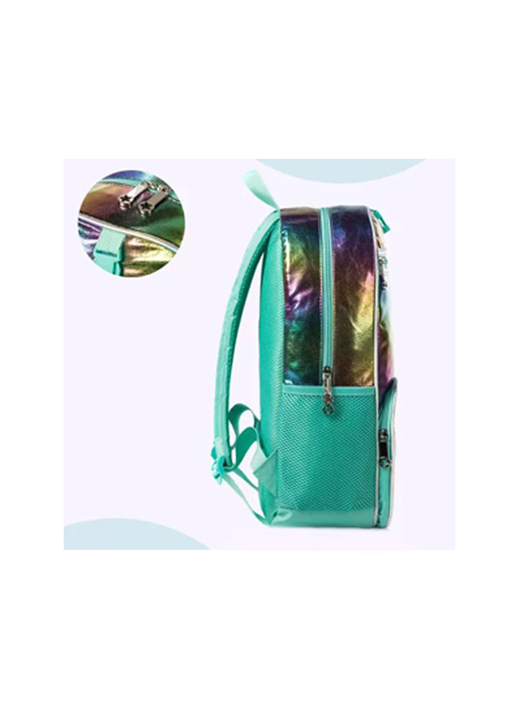Eazy Kids 17-inch Mermaid Shell School Bag Lunch Bag Pencil Case Set of 3, Green