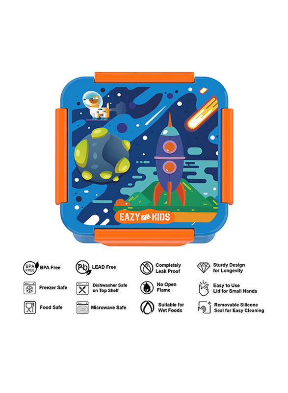 Eazy Kids Space Lunch Box Set, 2 Pieces, 850ml & 650ml, 3+ Years, Blue