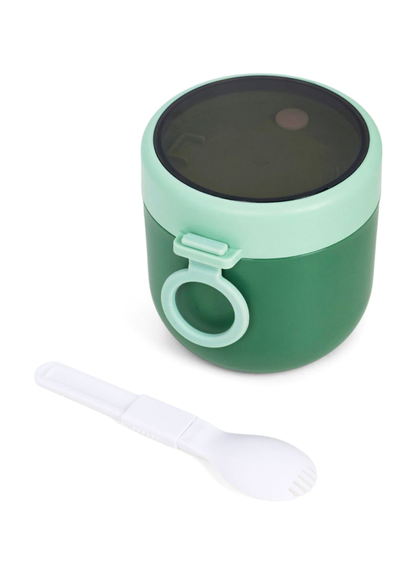 Eazy Kids Steel Lunch Box with Folding Spoon, Green