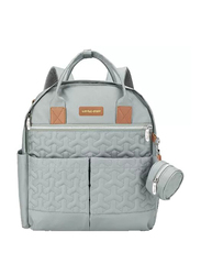Little Story Quilted Diaper Backpack with Pacifier Bag and Stroller Hooks for Baby, Wedgewood Green