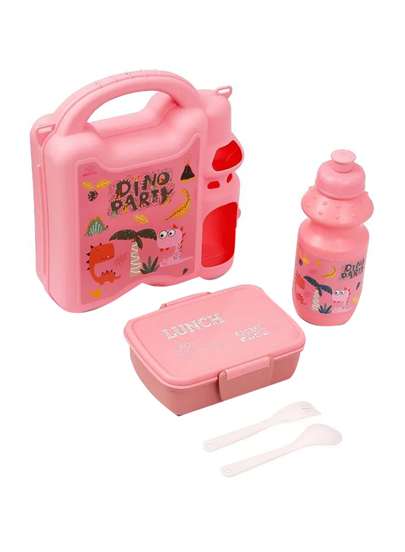 Eazy Kids Lunch Box with Bottle, 3+ Years, 450ml, Pink