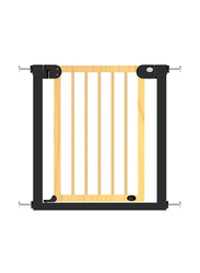 Baby Safe Wooden Safety Gate with 28cm Black Extension, Natural Wood