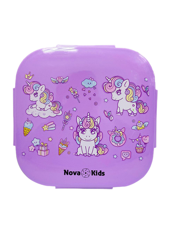 Nova Kids Square Bento Lunch Box, Unicorn Purple