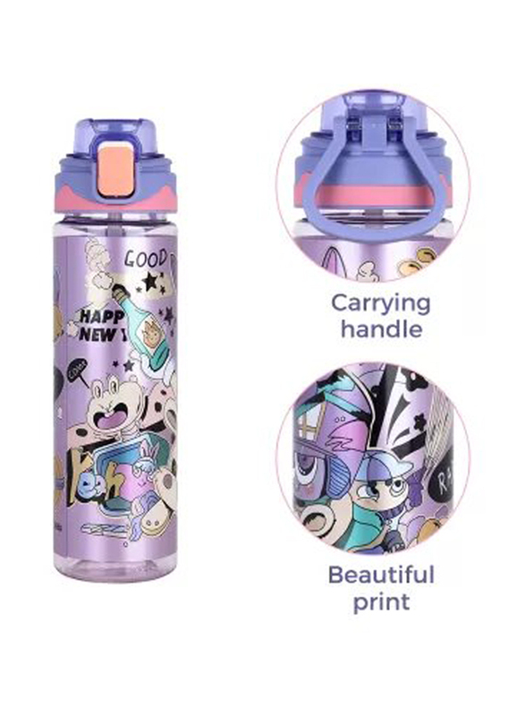 Nova Kids Water Bottle with Straw, 700ml, Purple