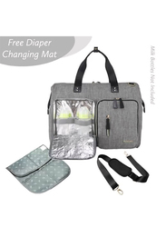 Little Story Gabrielle Mom Dad X-Large Travel Diaper Bag with Diaper Changing Mat for Baby, Grey