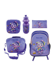 Nova Kids 5-Piece Birthday School Bag Set, Purple