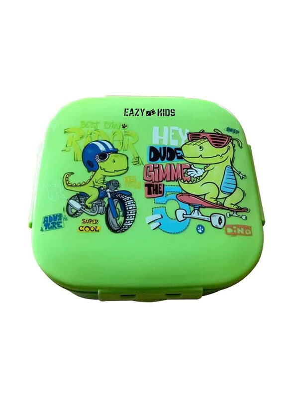 

Eazy Kids T-Rex Square Bento Lunch Box for Kids, 1000ml, Green