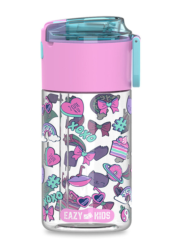 

Eazy Kids Tritan Gen Z Water Bottle With Snack Box, 450ml, Pink