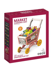 Little Story Market Shopping Cart Pink Toy Set, Playsets, 56 Pieces, Ages 3+