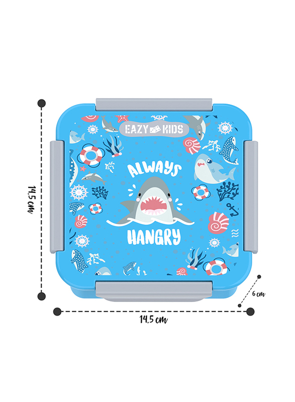 Eazy Kids Shark Lunch Box Set And Tritan Water Bottle With Snack Box, 450ml, Blue