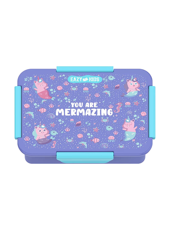 Eazy Kids Lunch Box, Mermaid, 3+ Years, 850ml, Purple