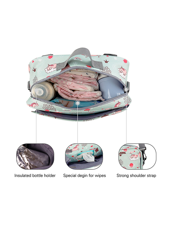 Little Story Baby Changing Clutch Kit Diaper Bag, Green