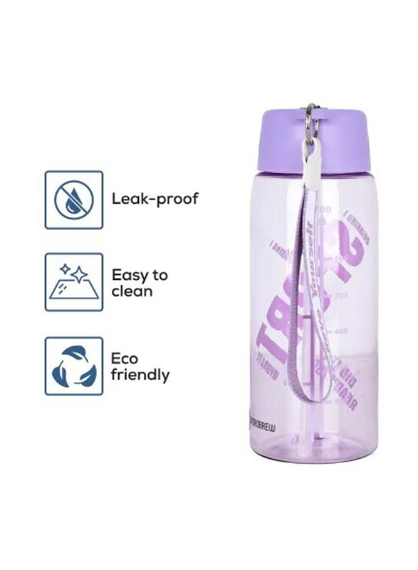 Hydrobrew Water Bottle with Grab String, 800ml, Purple