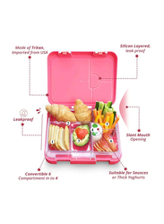 Eazy Kids Unicorn 6/4 Compartment Bento Lunch Box for Kids, with Lunch Bag, Pink