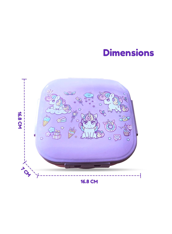 Nova Kids Square Bento Lunch Box, Unicorn Purple