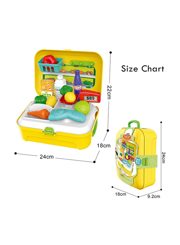 Little Story Shopkeeper Supermarket Set Box Yellow Backpack, Playsets, 21 Pieces, Ages 3+