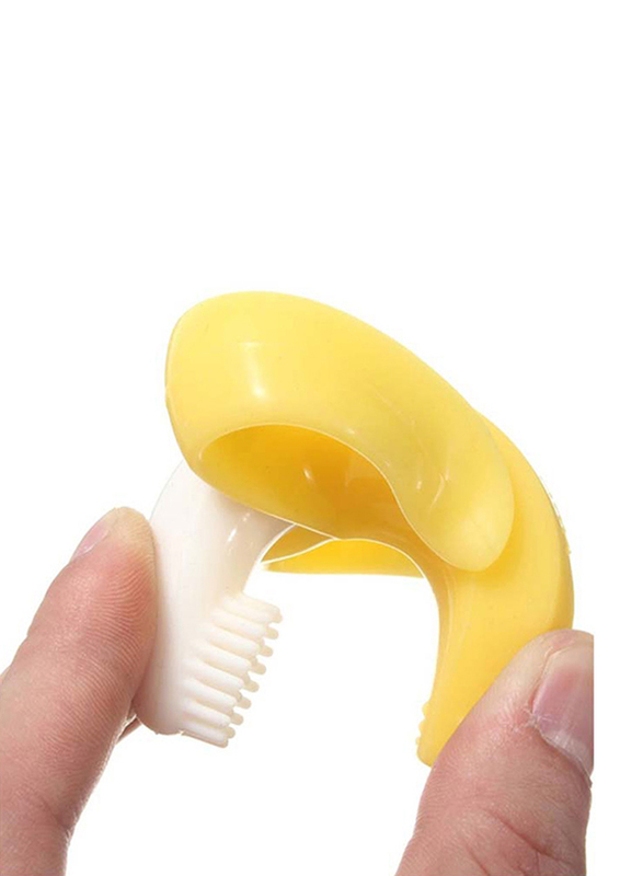 Eazy Kids Baby Banana Toothbrush and Teether, Yellow/White
