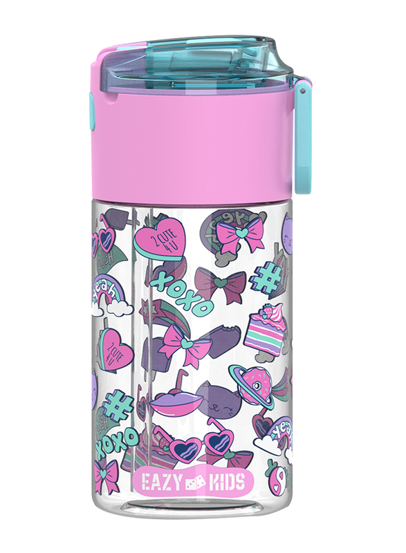 Eazy Kids Gen Z Lunch Box Set And Tritan Water Bottle With Snack Box, 450ml, Pink