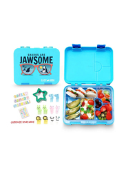 Eazy Kids Jawsome 6/4 Compartment Bento Lunch Box for Kids, with Lunch Bag, Blue