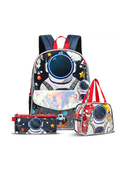 Eazy Kids 16-inch Astronaut School Bag Lunch Bag Pencil Case Set of 3, Blue