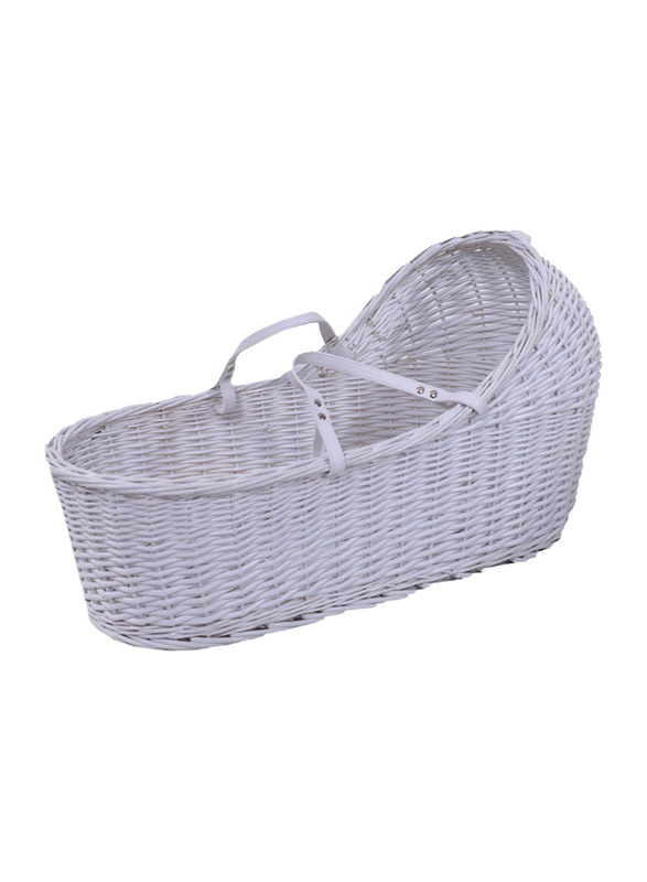 Teknum Wicker Pod Moses Basket for Baby, with White Waffle Beddings, Wooden Grey