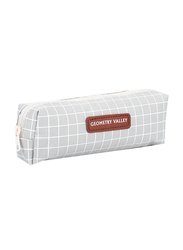 Eazy Kids Geometry Valley Plaid Pencil Pouch, 5+ Years, Grey