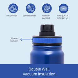 Eazy Kids Insulated Tracking Water Bottle, 800ml, Blue