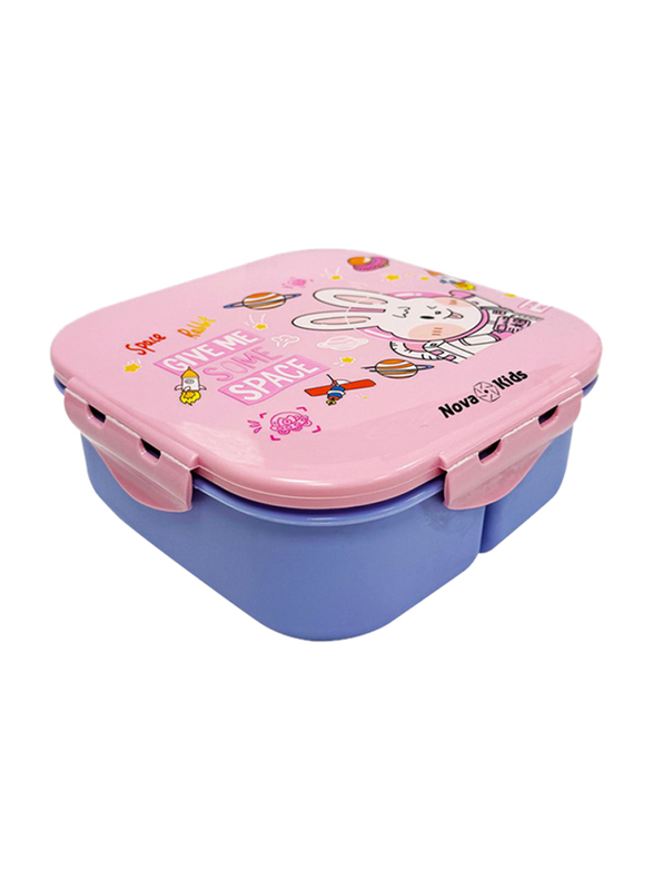 Nova Kids Square Bento Lunch Box, Rabbit Pink