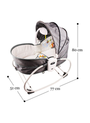 Teknum 6-in-1 Cozy Rocker Bassinet with Wheels, Awning & Mosquito Net, Grey