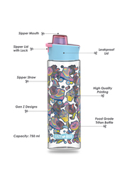 Eazy Kids Gen Z Skater Lunch Box And Tritan Flip Lid Water Bottle, 750ml, Blue