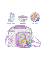 Eazy Kids Mermaid Chrome Bottle/Lunch Bag, Purple