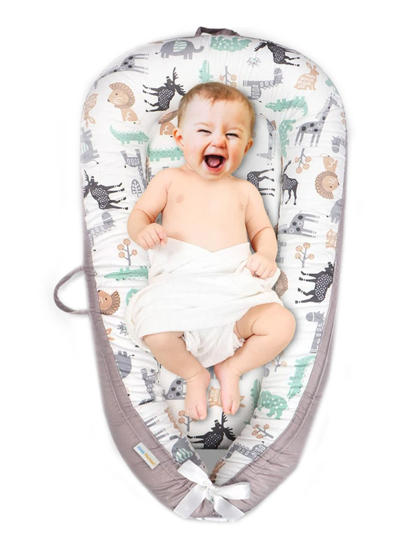 Little Story Jungle Soft Breathable Fiberfill New-born Lounger Bed, Grey