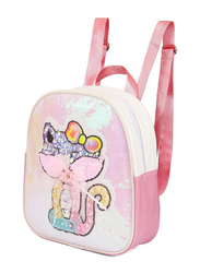 Eazy Kids Cat Sequin School Backpack, Pink