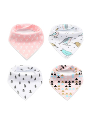 Little Story 4-Piece Bandana Drool Bibs Set, Bird, Multicolour