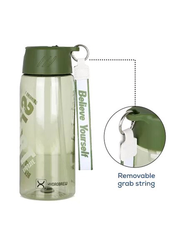 Hydrobrew Water Bottle with Grab String, 800ml, Green