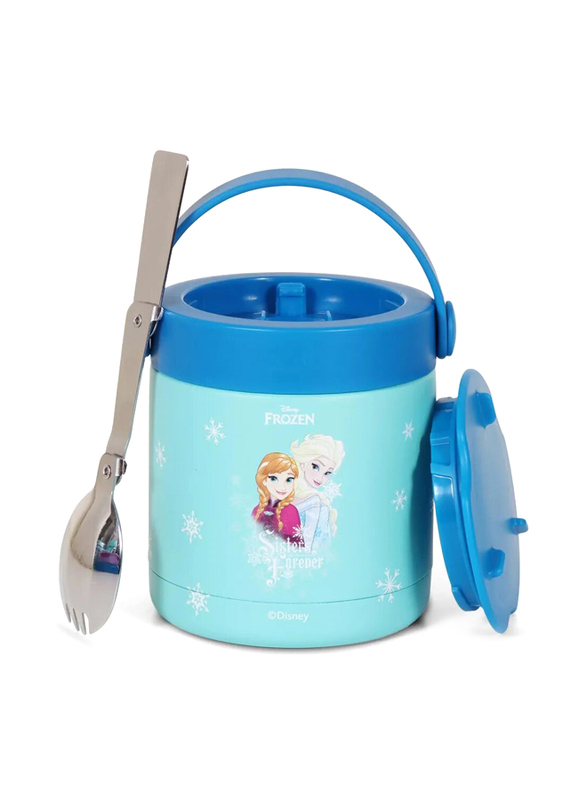 Eazy Kids Disney Frozen Princess Elsa Stainless Steel Insulated Food Jar for Kids, 350ml, Blue