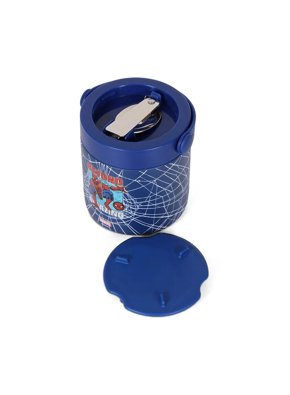 Eazy Kids Marvel Beyond Amazing Spider-Man Stainless Steel Insulated Food Jar for Kids, 350ml, Blue