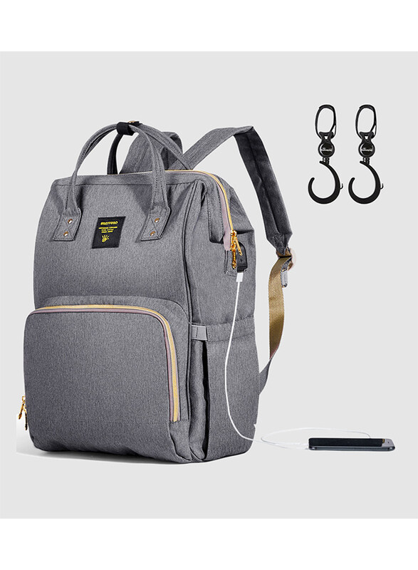 

Sunveno Diaper Backpack Bag for Baby, with Stroller Hooks, XL, Grey