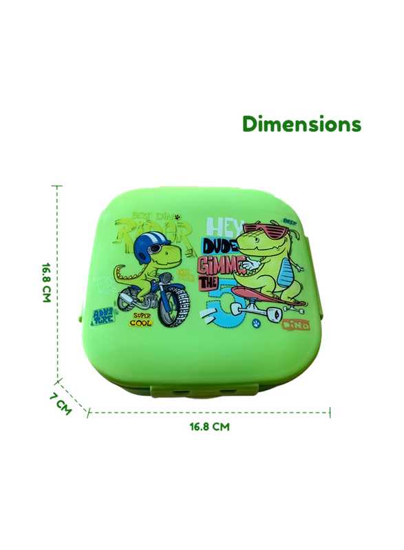 Nova Kids Square Bento Lunch Box, T-Rex Green