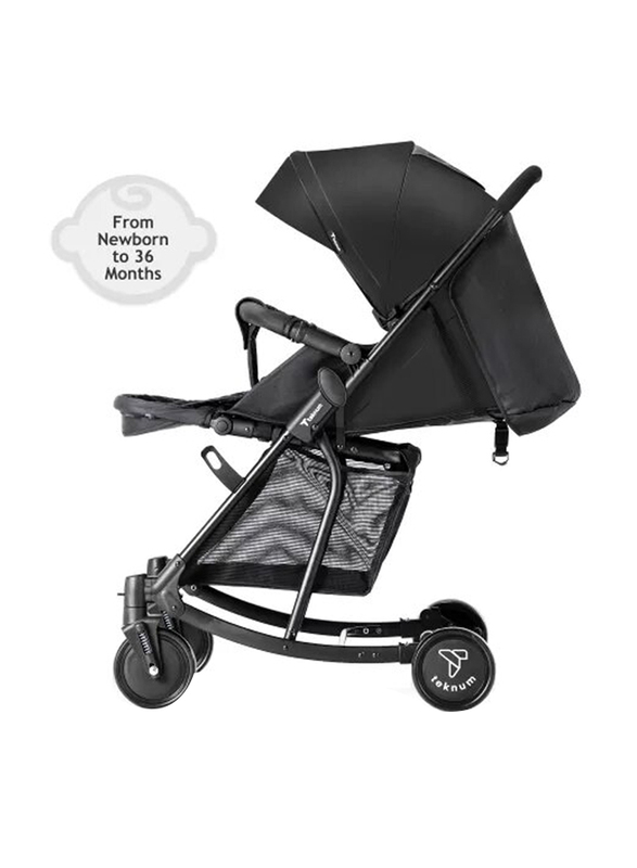 Teknum Stroller With Rocker with Pink Diaper Tote Bag, Black