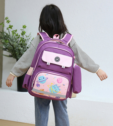 Eazy Kids Unicorn Planet School Bag with Pencil Case, Purple
