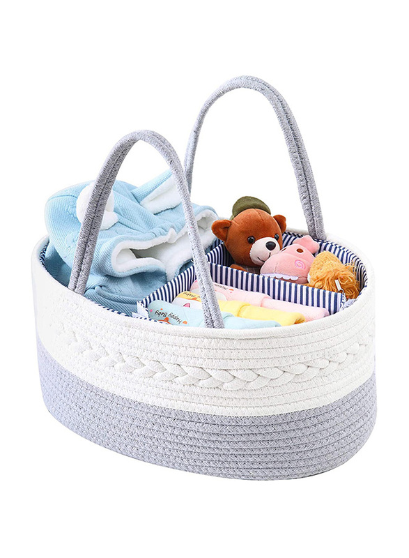 Little Story Cotton Rope Diaper Caddy, Grey