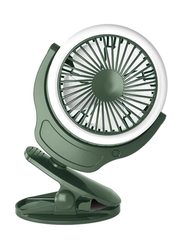 Teknum 2-in-1 Stroller USB Charging Fan for Kids Unisex, with Light, Green