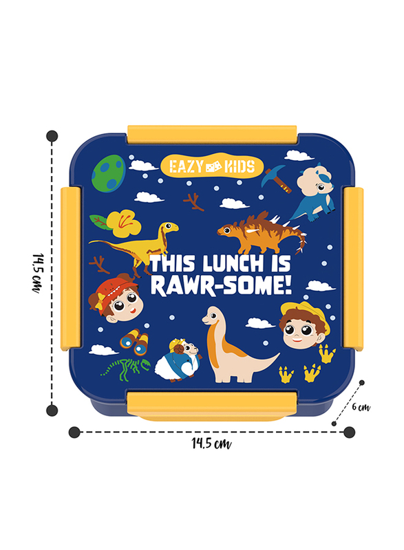 Eazy Kids T-Rex Lunch Box Set And Tritan Water Bottle With Snack Box, 450ml, Blue