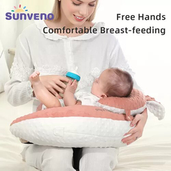 Sunveno Baby Anti Reflux Feeding Pillow with C Shapped Seating Pillow, One Size, Pink