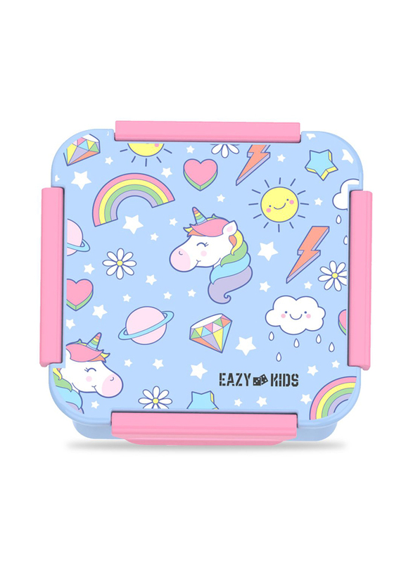 Eazy Kids Unicorn Snack & Lunch Box for Kids, Pink